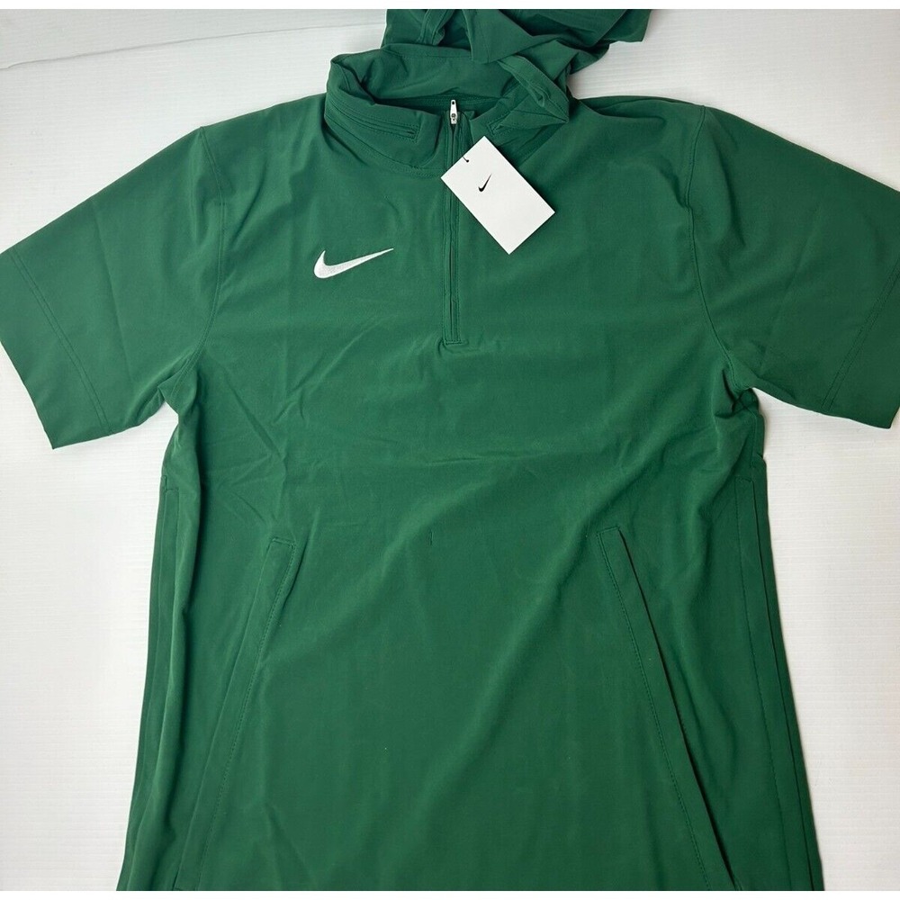 Nike Men's Small Short-Sleeve Woven Coach Jacket Gorge Green/White DV6755-341